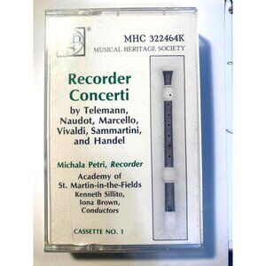 Recorder Concerti Cassette By Musical Heritage Society Featuring Michala Petri